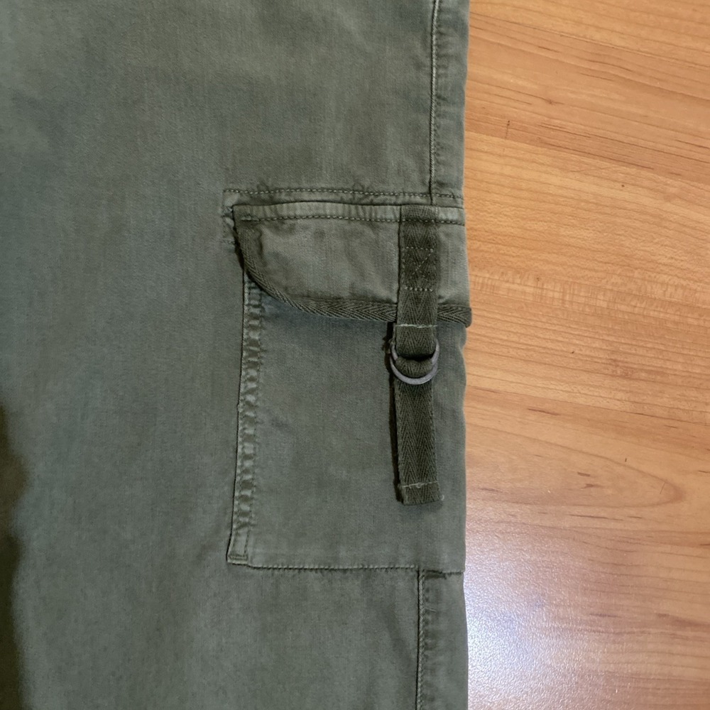 American Eagle High Rise Baggy Wide Leg Cargo Pants Olive Green‎ Size 0 Short - Picture 3 of 12